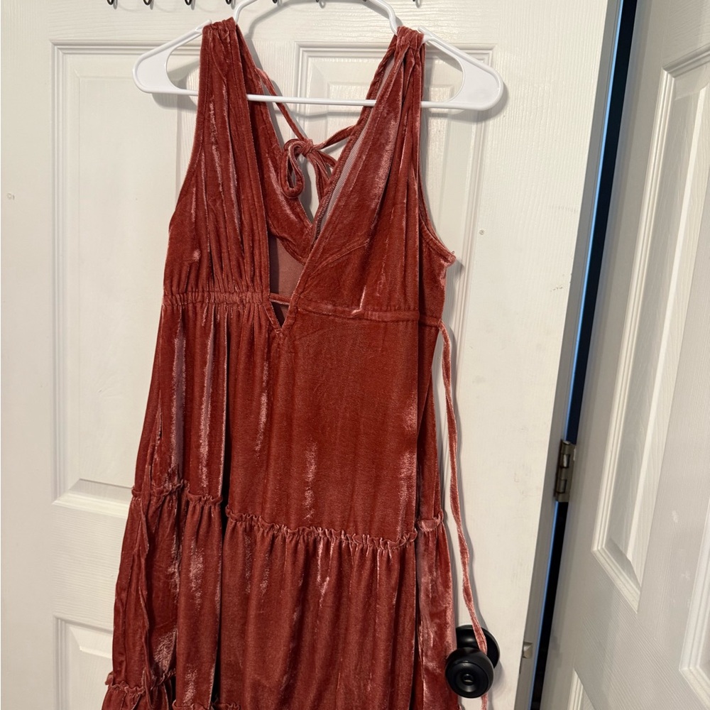 Petal & Pup Shimmering Rust Backless Dress